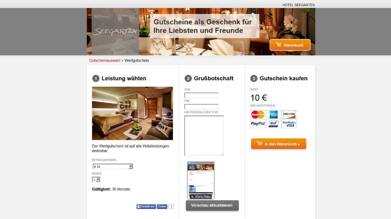 Gutscheinshop Hotel Seegarten